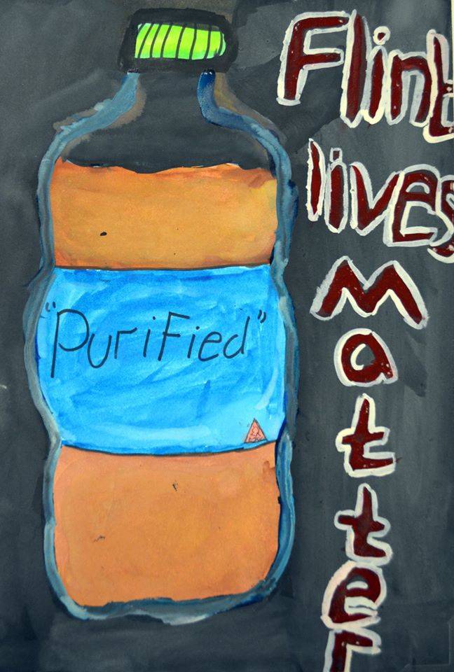 Drawing created by 8th grader, Ayani J., at Linden Charter School in Flint, Michigan in response to the Flint water crisis.